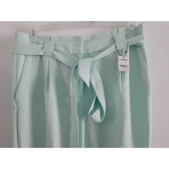 Express Mint Green Paper Bag Belted Ankle High Rise Casual Dress Pants NWT 12R - Picture 4 of 11